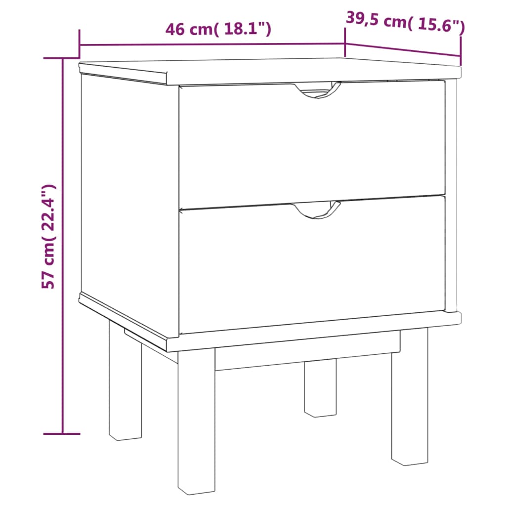vidaXL Nightstand Bedside Table with Solid Wood Legs OTTA Solid Wood Pine-10
