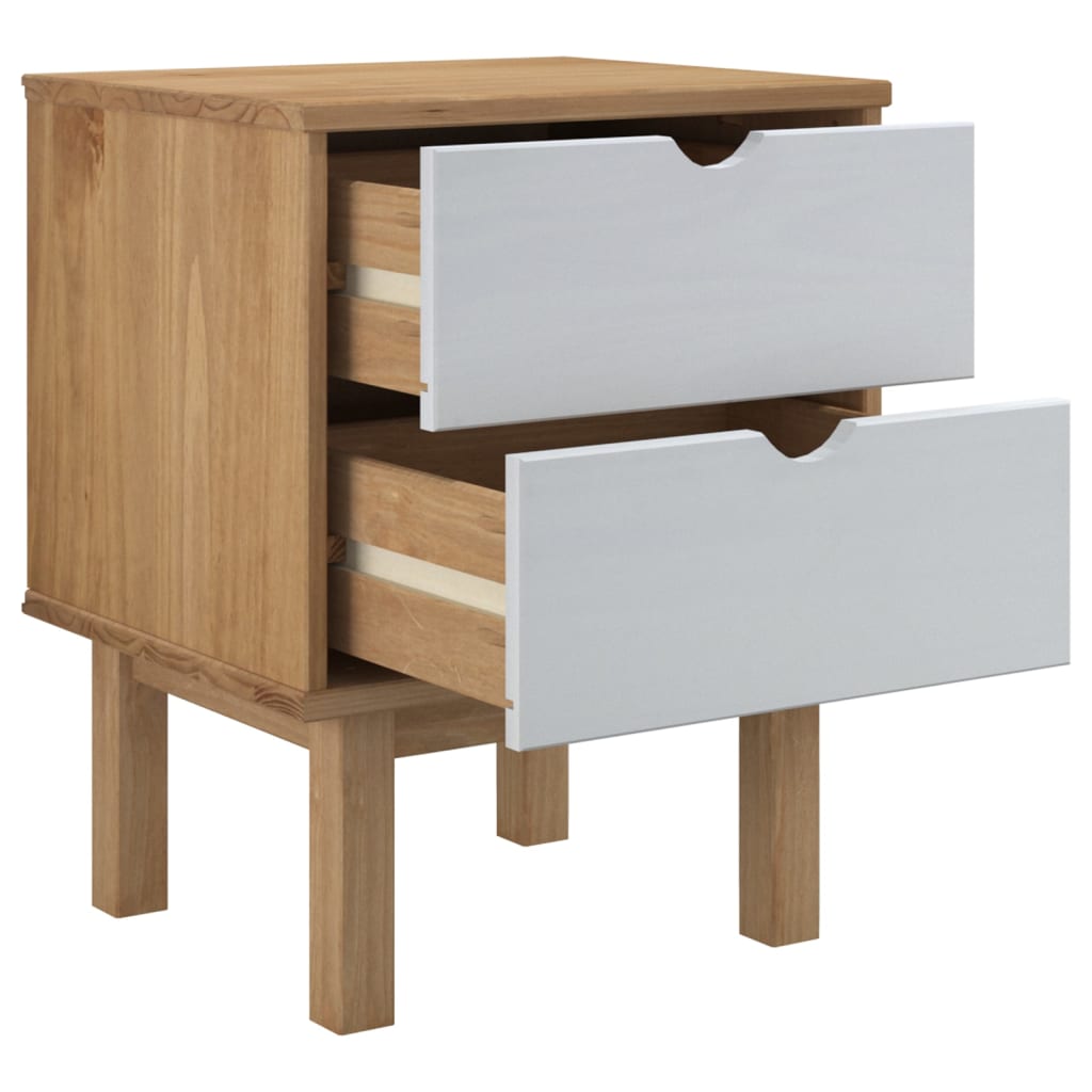 vidaXL Nightstand Bedside Table with Solid Wood Legs OTTA Solid Wood Pine-16