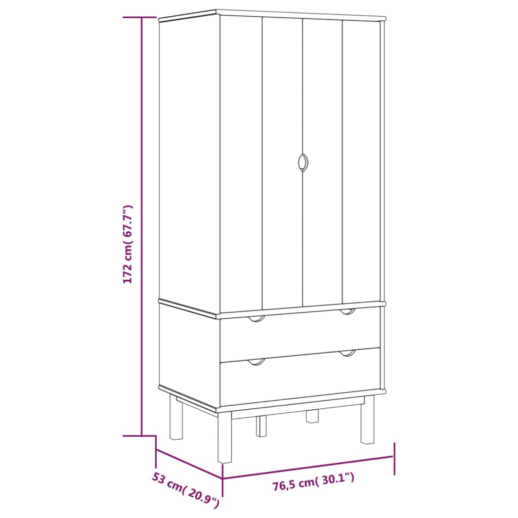 vidaXL Closet Cabinet Wardrobe Closet Organizer Armoire OTTA Solid Wood Pine-0