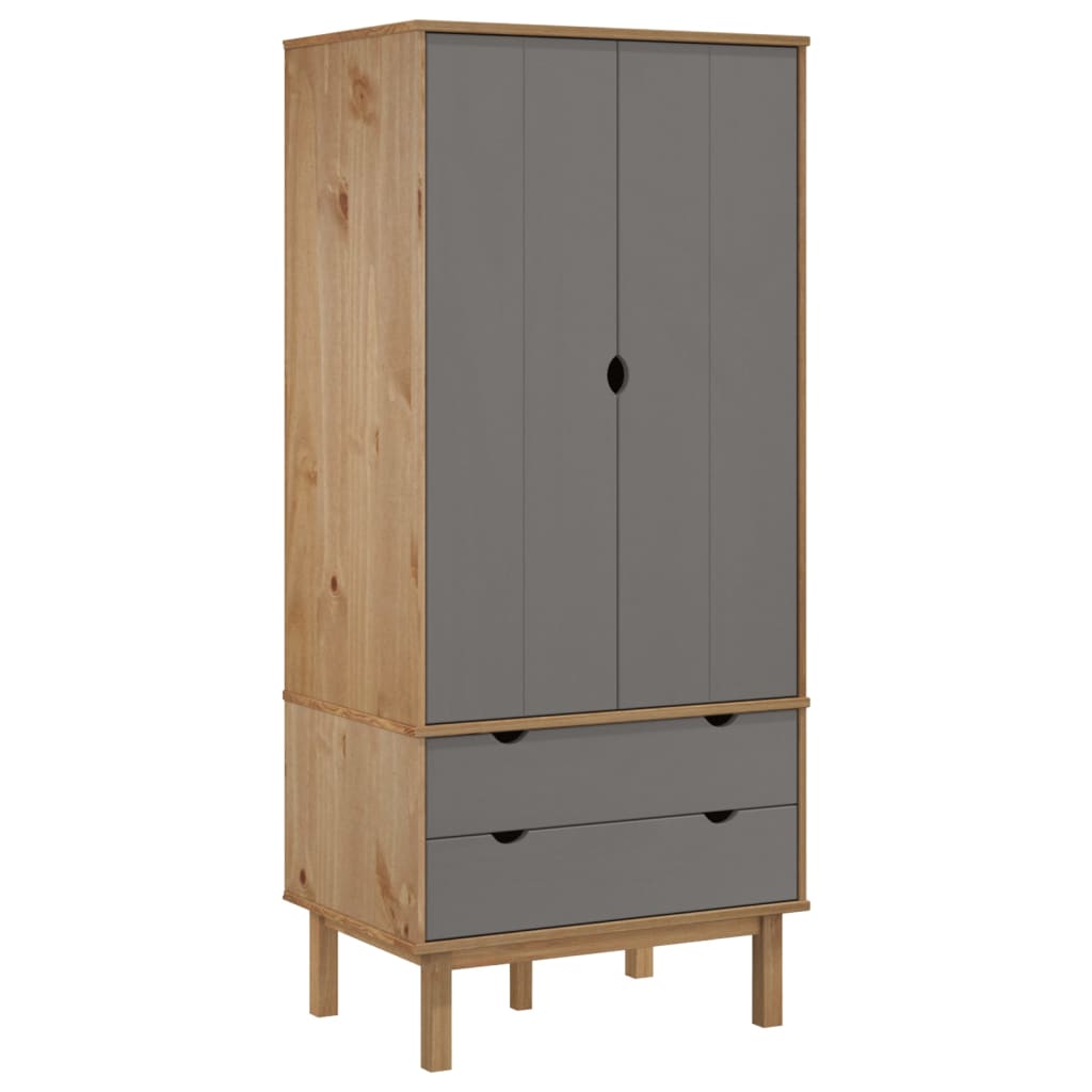 vidaXL Closet Cabinet Wardrobe Closet Organizer Armoire OTTA Solid Wood Pine-7