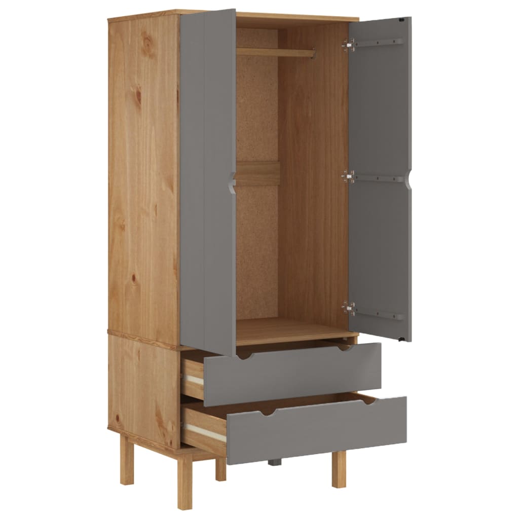 vidaXL Closet Cabinet Wardrobe Closet Organizer Armoire OTTA Solid Wood Pine-8