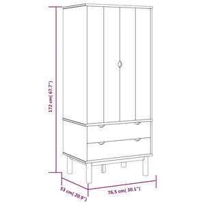 vidaXL Closet Cabinet Wardrobe Closet Organizer Armoire OTTA Solid Wood Pine-12