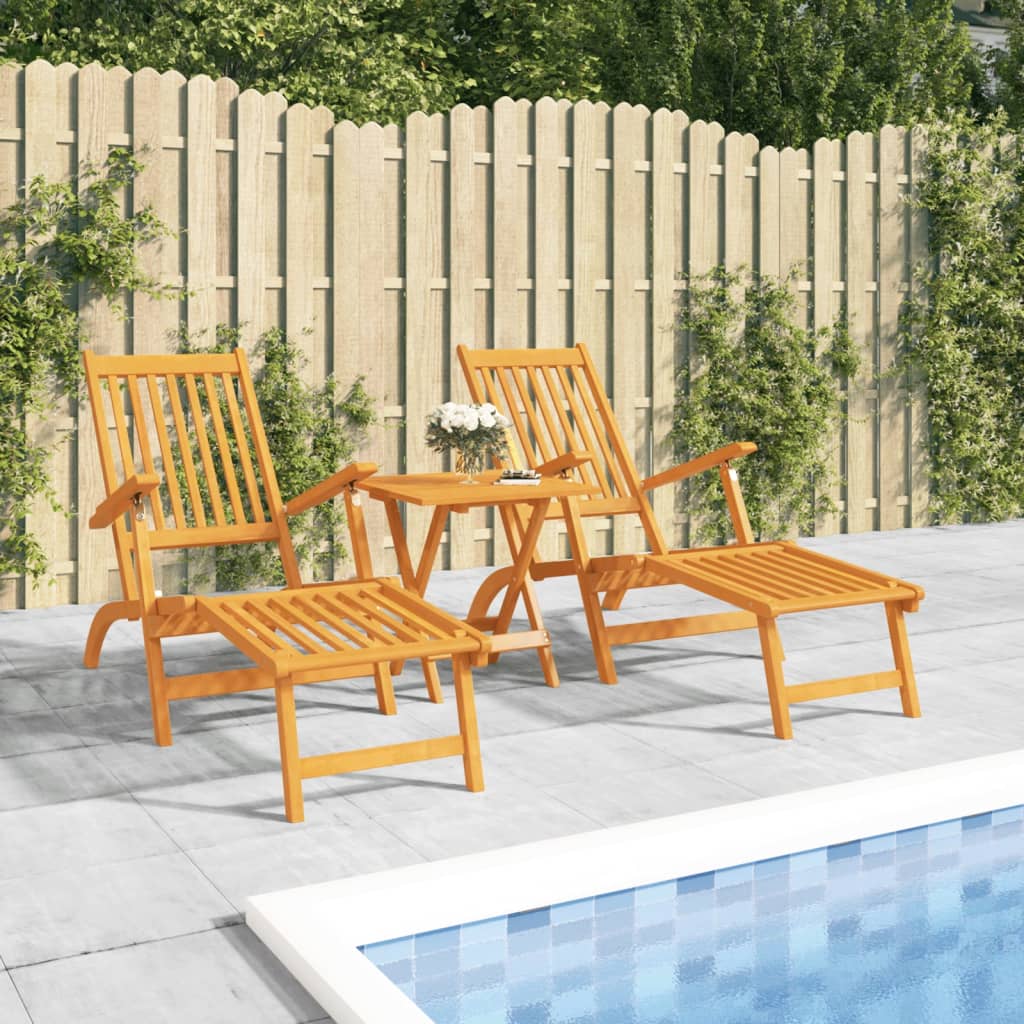 vidaXL Patio Deck Chairs with Footrests 2 pcs Solid Wood Acacia-0