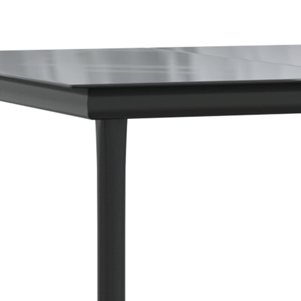 vidaXL Patio Dining Table Black 31.5"x31.5"x29.1" Steel and Glass-20