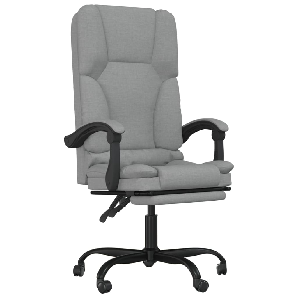 vidaXL Massage Chair Swivel Desk Office Chair with Adjustable Footrest Fabric-0