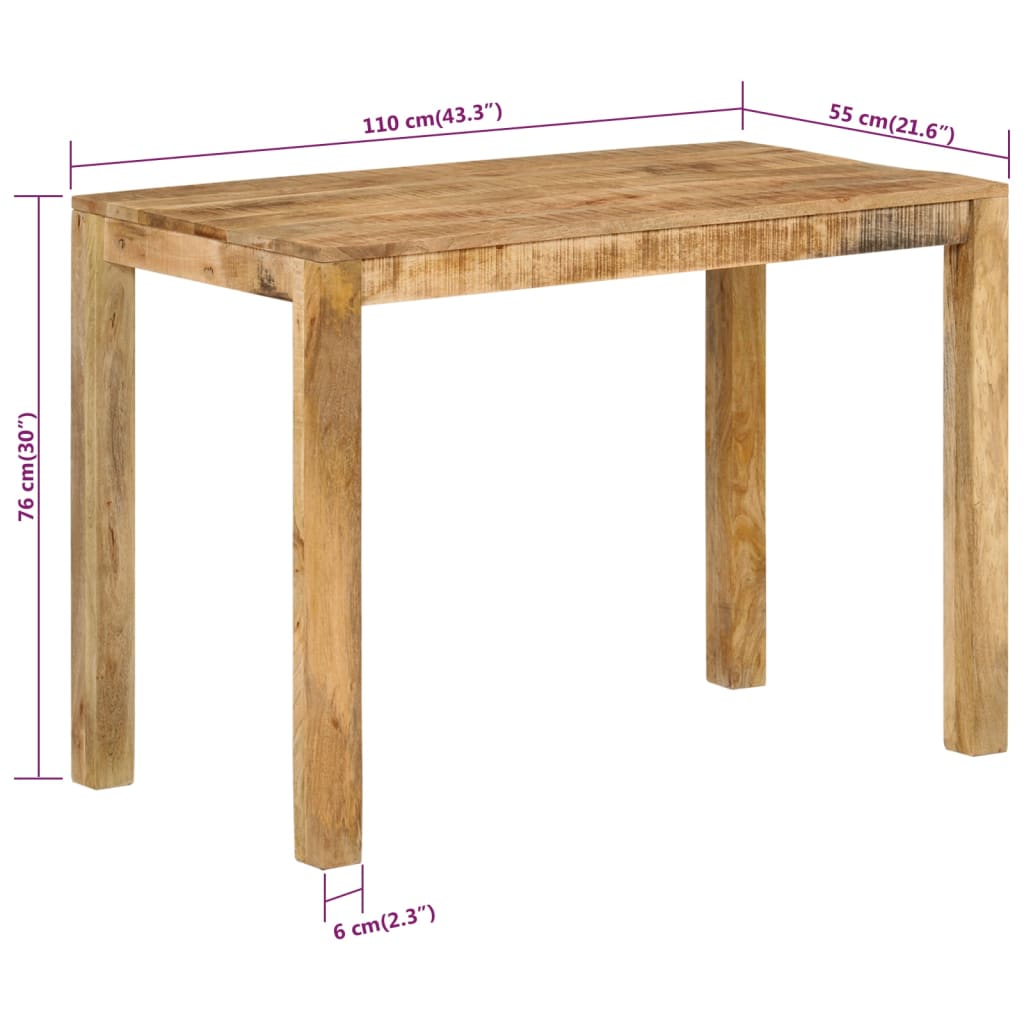 vidaXL Dining Table 43.3"x21.7"x29.9" Solid Wood Mango-0