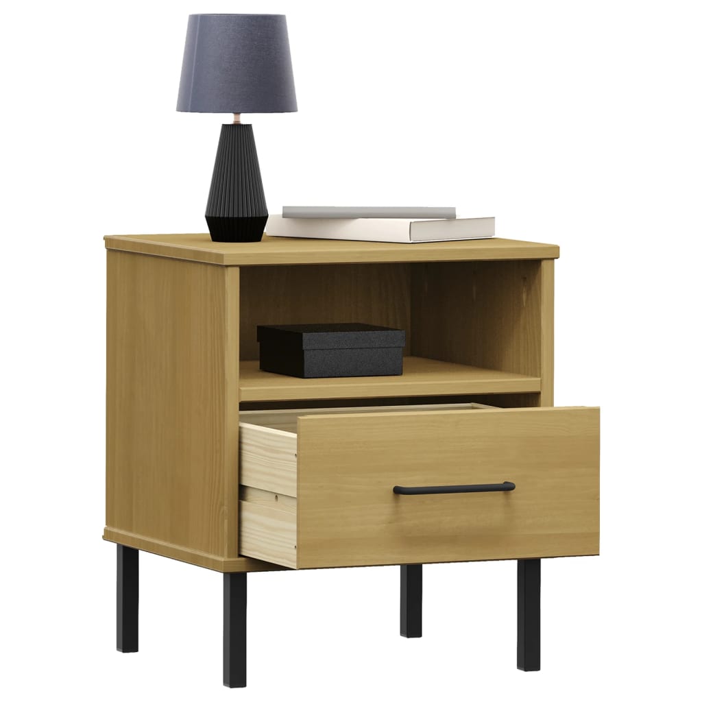 vidaXL Nightstand Bedroom Storage Cabinet Bedside Table Solid Pine Wood OSLO-20