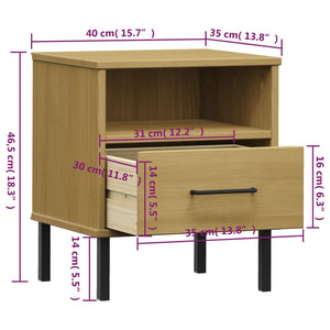 vidaXL Nightstand Bedroom Storage Cabinet Bedside Table Solid Pine Wood OSLO-18