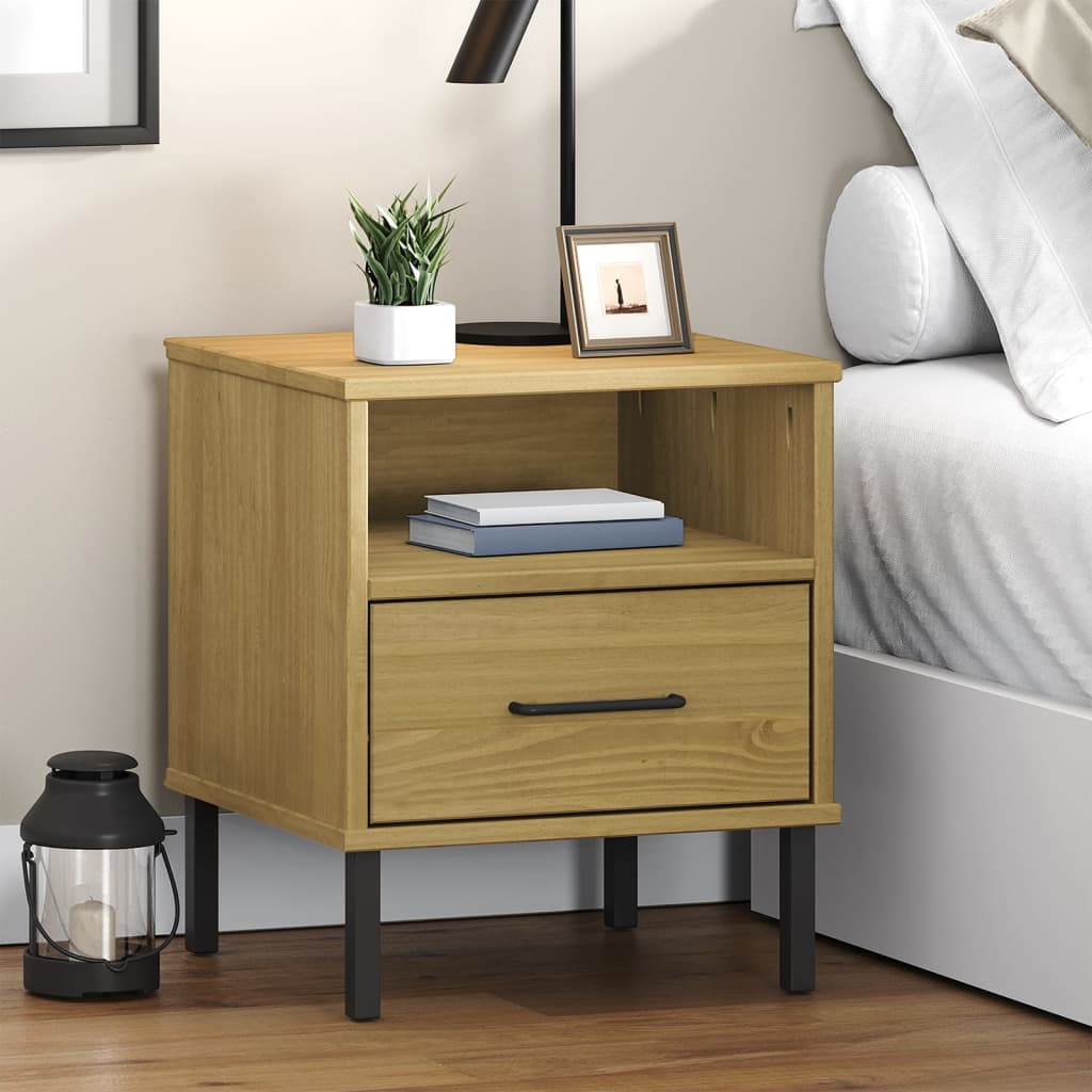 vidaXL Nightstand Bedroom Storage Cabinet Bedside Table Solid Pine Wood OSLO-3