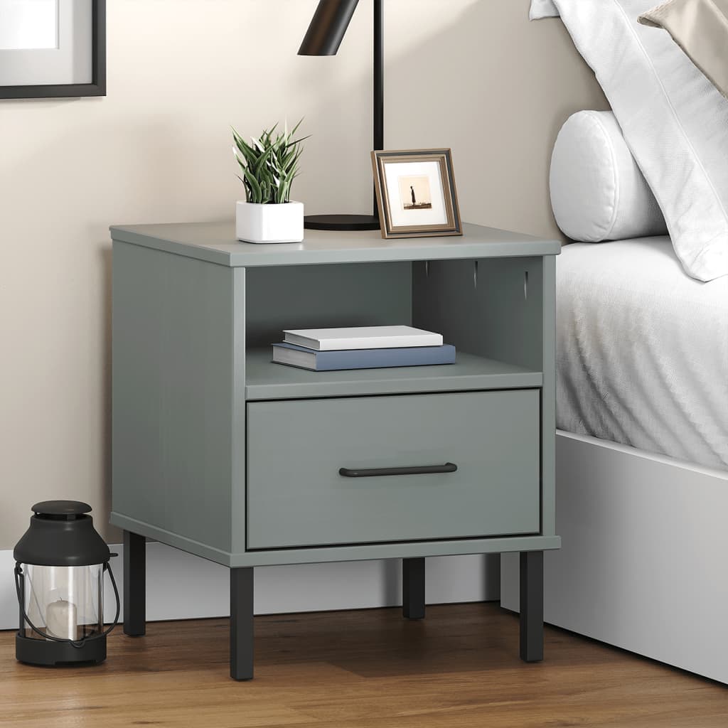 vidaXL Nightstand Bedroom Storage Cabinet Bedside Table Solid Pine Wood OSLO-9