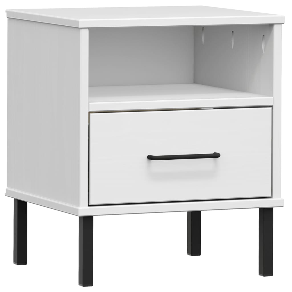 vidaXL Nightstand Bedroom Storage Cabinet Bedside Table Solid Pine Wood OSLO-12