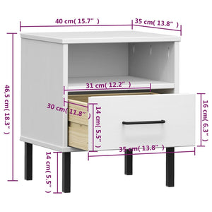 vidaXL Nightstand Bedroom Storage Cabinet Bedside Table Solid Pine Wood OSLO-16