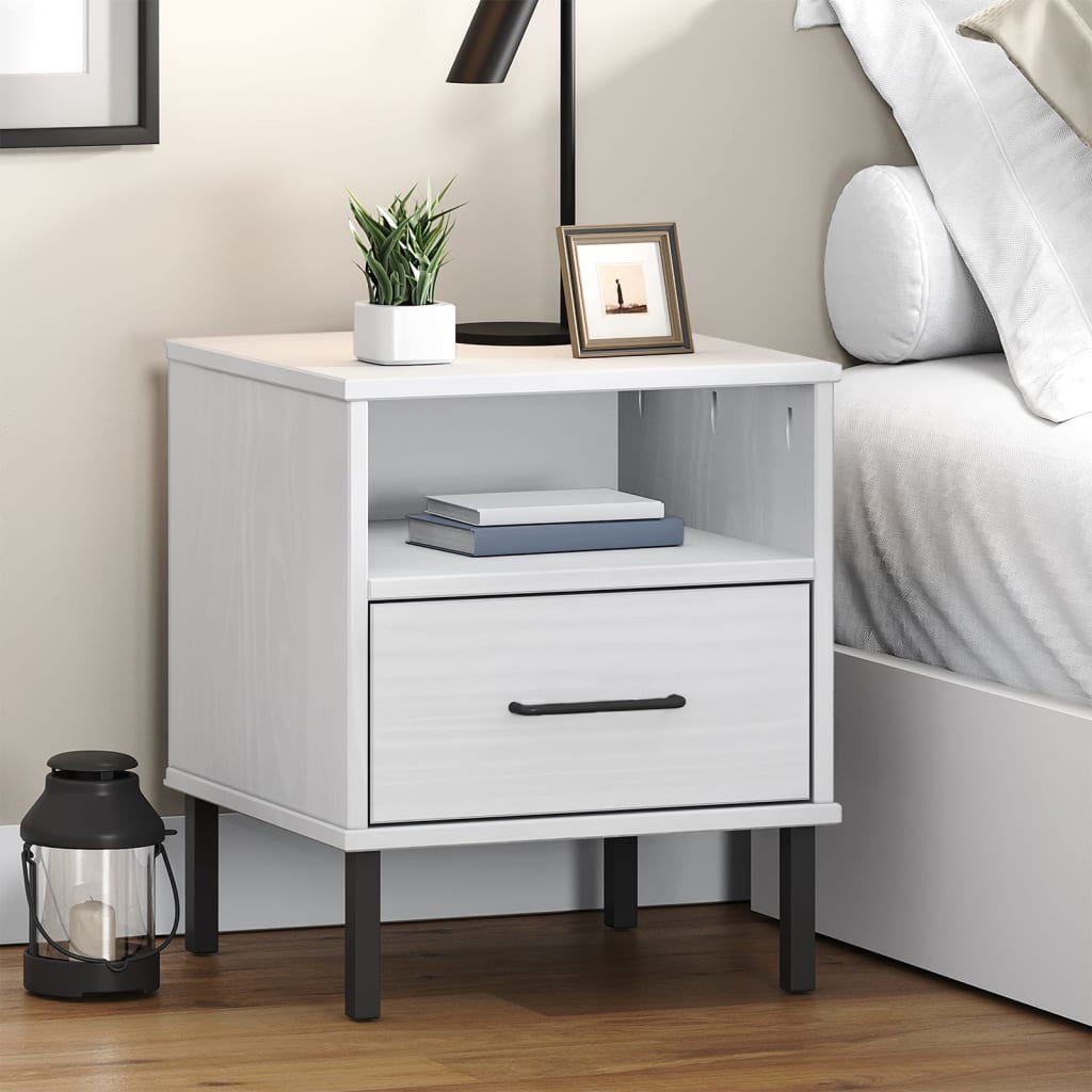 vidaXL Nightstand Bedroom Storage Cabinet Bedside Table Solid Pine Wood OSLO-15