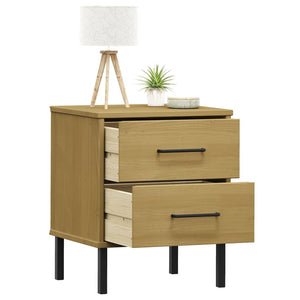 vidaXL Nightstand Storage Bedside Table with 2 Drawers Solid Pine Wood OSLO-18