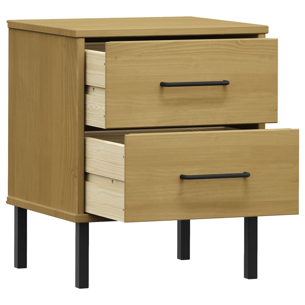 vidaXL Nightstand Storage Bedside Table with 2 Drawers Solid Pine Wood OSLO-22