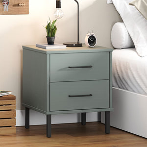 vidaXL Nightstand Storage Bedside Table with 2 Drawers Solid Pine Wood OSLO-11