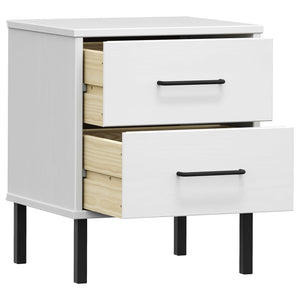 vidaXL Nightstand Storage Bedside Table with 2 Drawers Solid Pine Wood OSLO-23