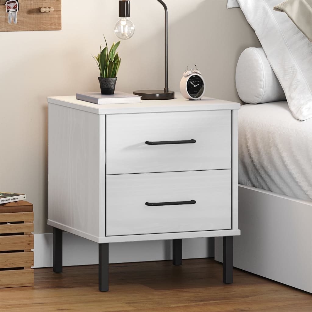 vidaXL Nightstand Storage Bedside Table with 2 Drawers Solid Pine Wood OSLO-16
