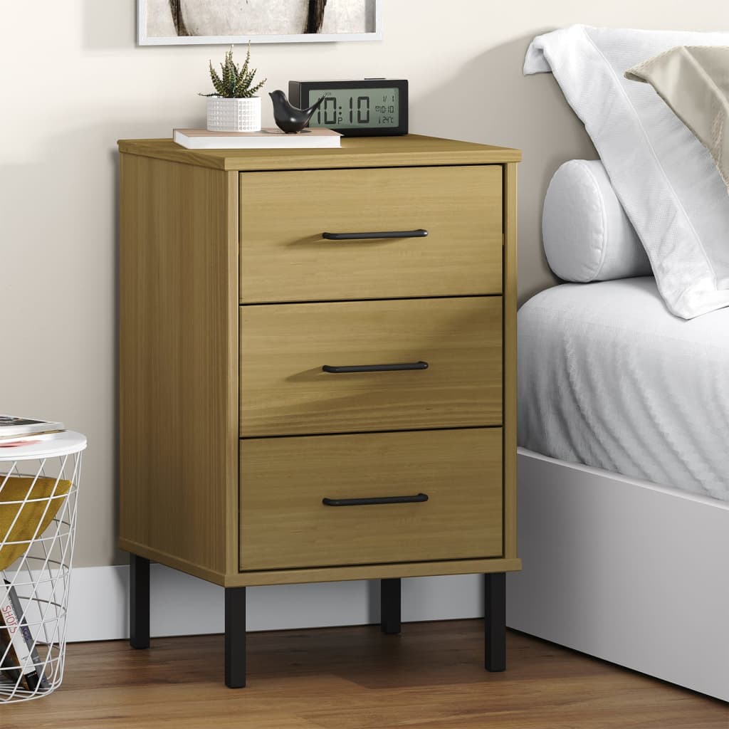 vidaXL Nightstand Storage Bedside Table with 3 Drawers Solid Pine Wood OSLO-5