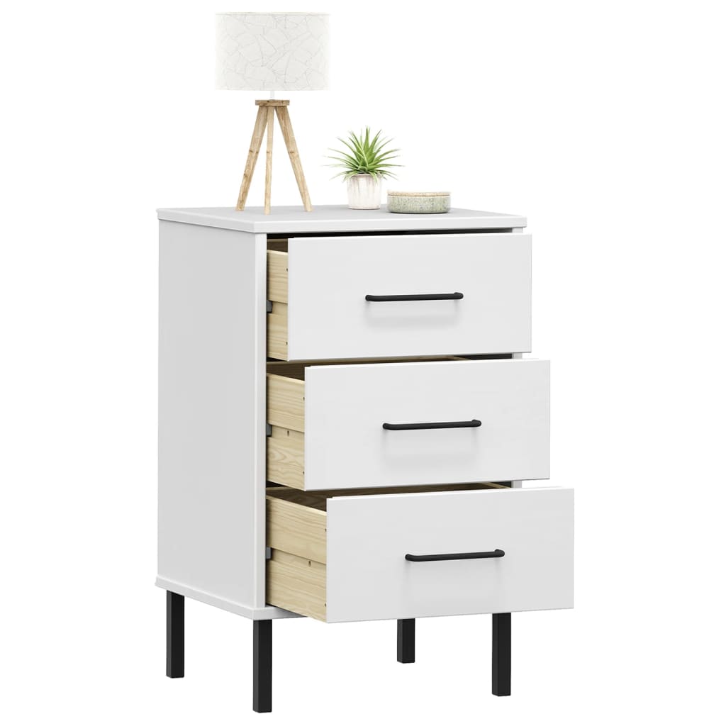 vidaXL Nightstand Storage Bedside Table with 3 Drawers Solid Pine Wood OSLO-26