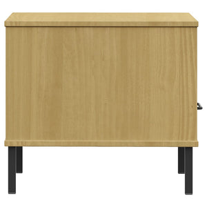 vidaXL Bedside Table Bedroom Nightstand with Metal Legs Solid Wood Pine OSLO-4