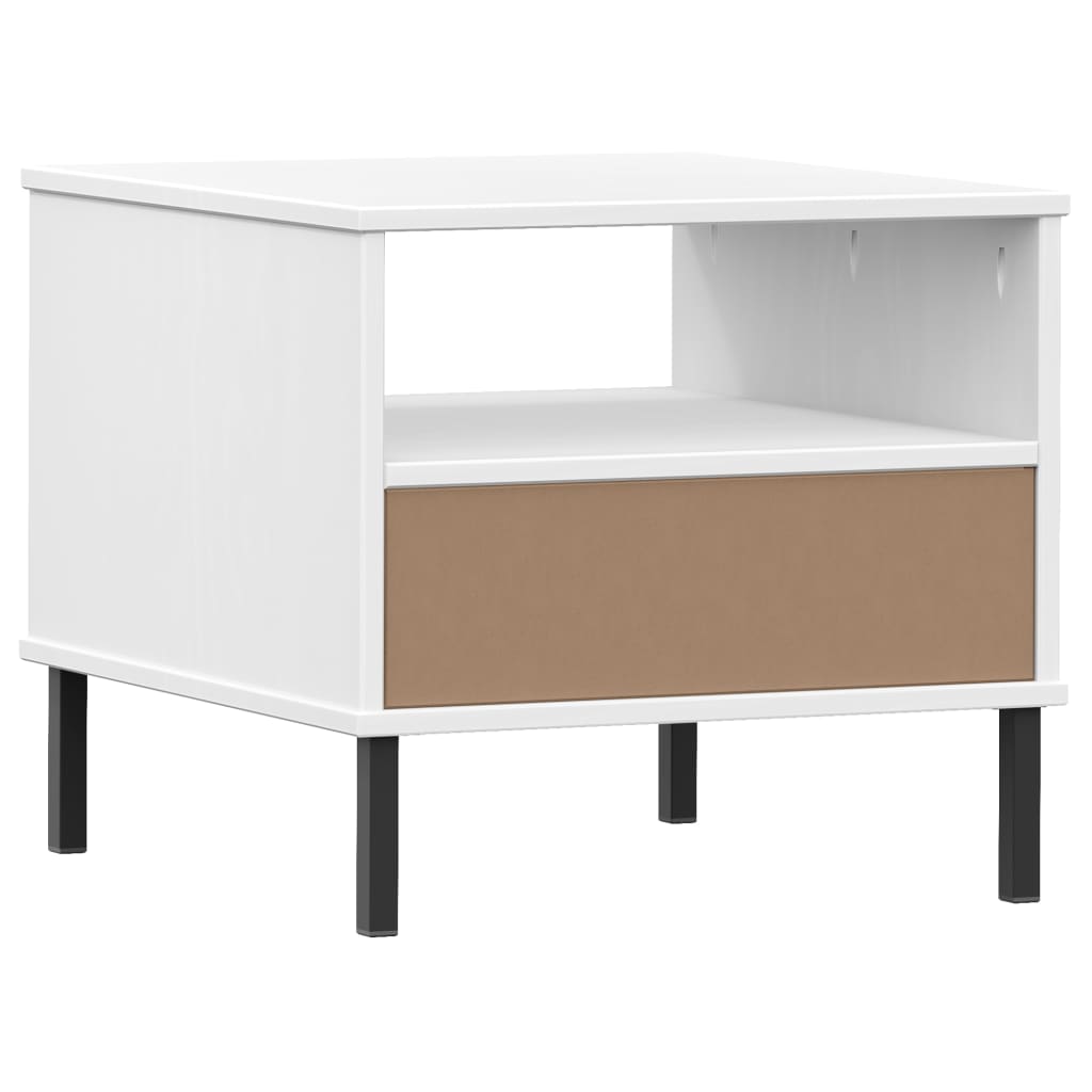 vidaXL Bedside Table Bedroom Nightstand with Metal Legs Solid Wood Pine OSLO-8