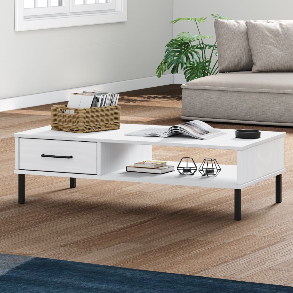 vidaXL Coffee Table Accent Side Sofa End Table with Metal Legs Solid Wood OSLO-10