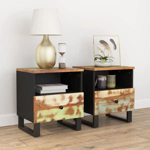 vidaXL Cabinet Storage Accent Nightstand End Table for Bedroom Solid Wood-65