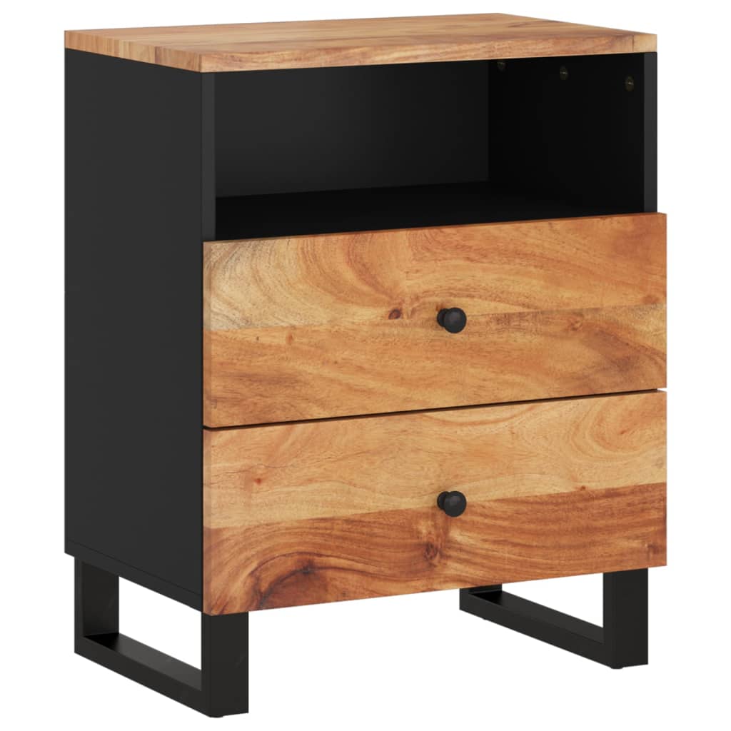 vidaXL Cabinet Accent Nightstand End Table with Storage Drawer Solid Wood-1
