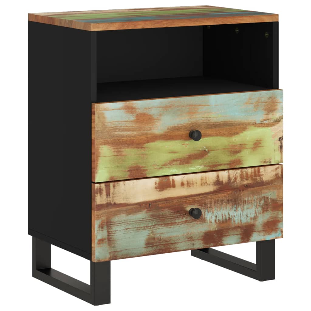 vidaXL Cabinet Accent Nightstand End Table with Storage Drawer Solid Wood-3