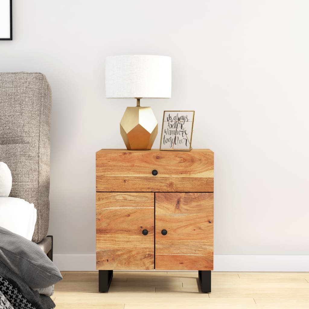vidaXL Cabinet Accent Nightstand End Table with Storage Drawer Solid Wood-9