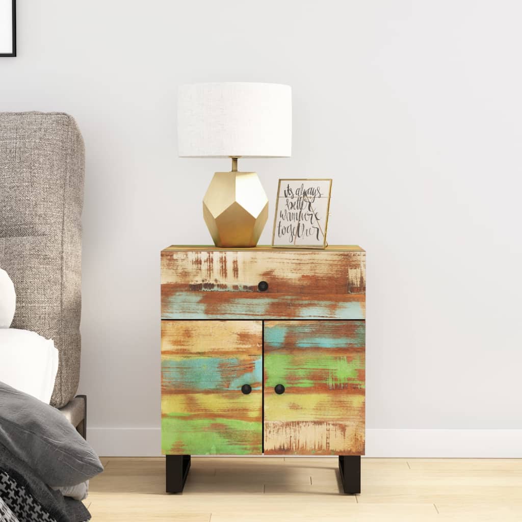 vidaXL Cabinet Accent Nightstand End Table with Storage Drawer Solid Wood-25