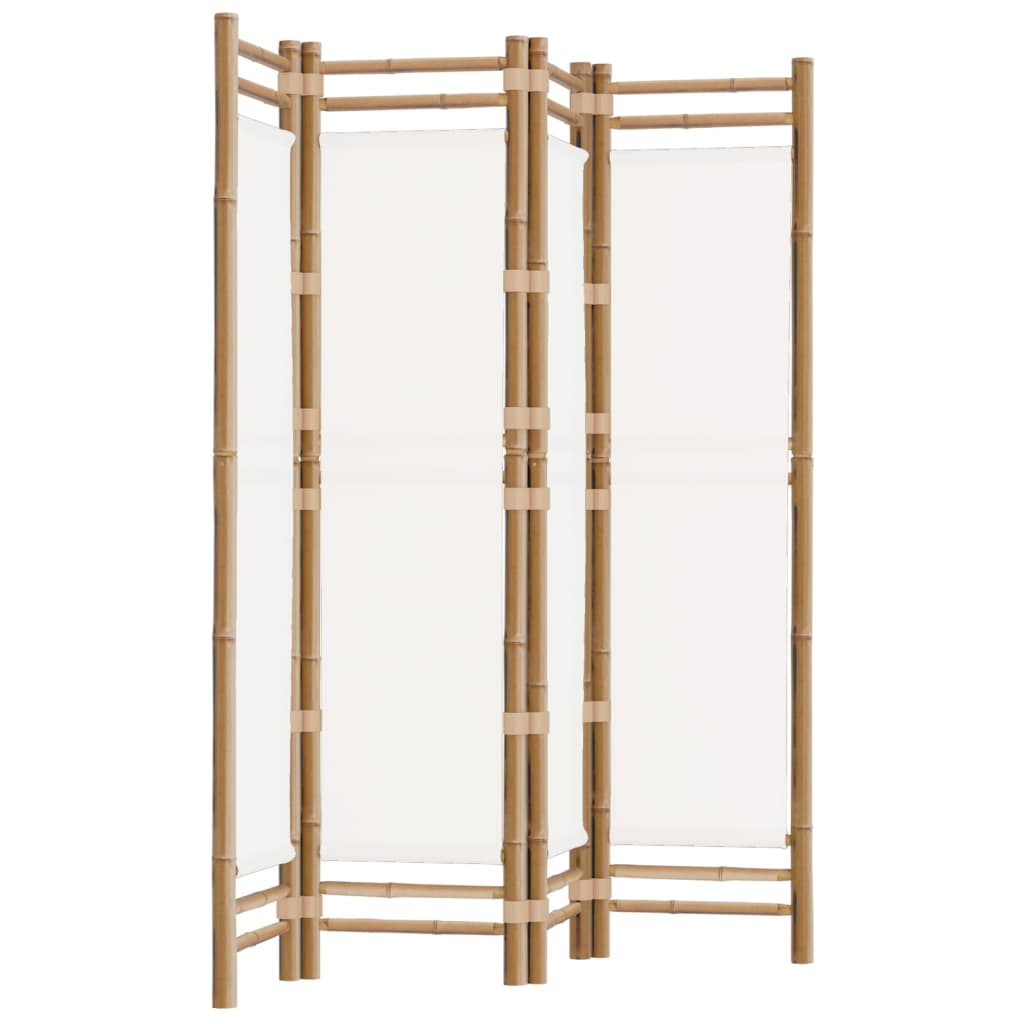 vidaXL Room Divider Foldable 6 Panel Room Divider Screen Bamboo and Canvas-43