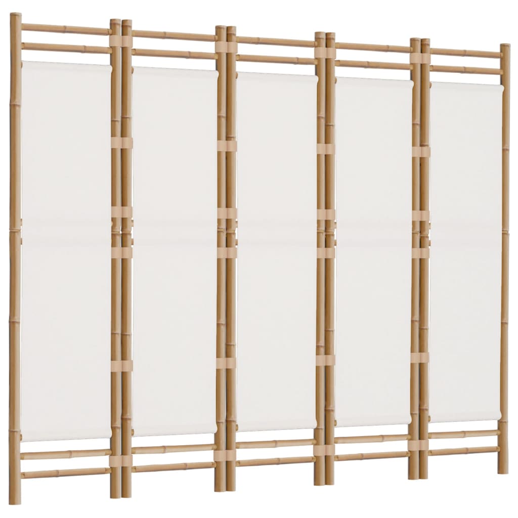 vidaXL Room Divider Foldable 6 Panel Room Divider Screen Bamboo and Canvas-1