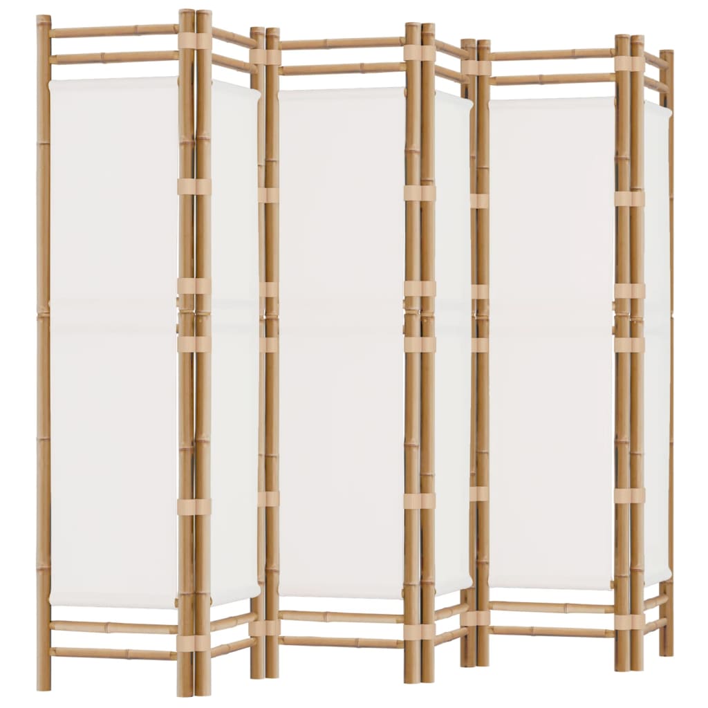 vidaXL Room Divider Foldable 6 Panel Room Divider Screen Bamboo and Canvas-32
