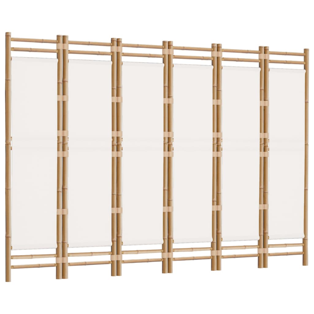 vidaXL Room Divider Foldable 6 Panel Room Divider Screen Bamboo and Canvas-63