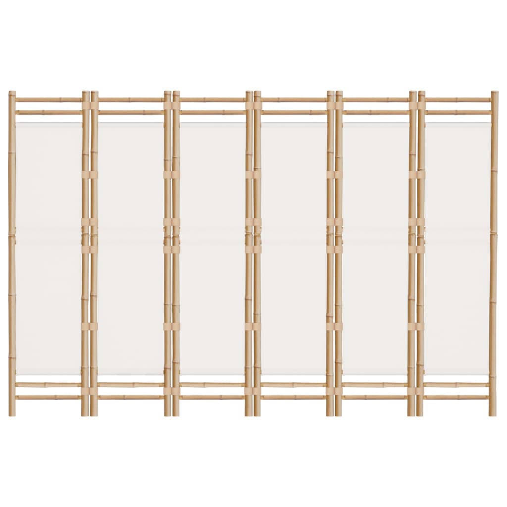 vidaXL Room Divider Foldable 6 Panel Room Divider Screen Bamboo and Canvas-5