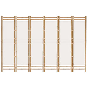 vidaXL Room Divider Foldable 6 Panel Room Divider Screen Bamboo and Canvas-5