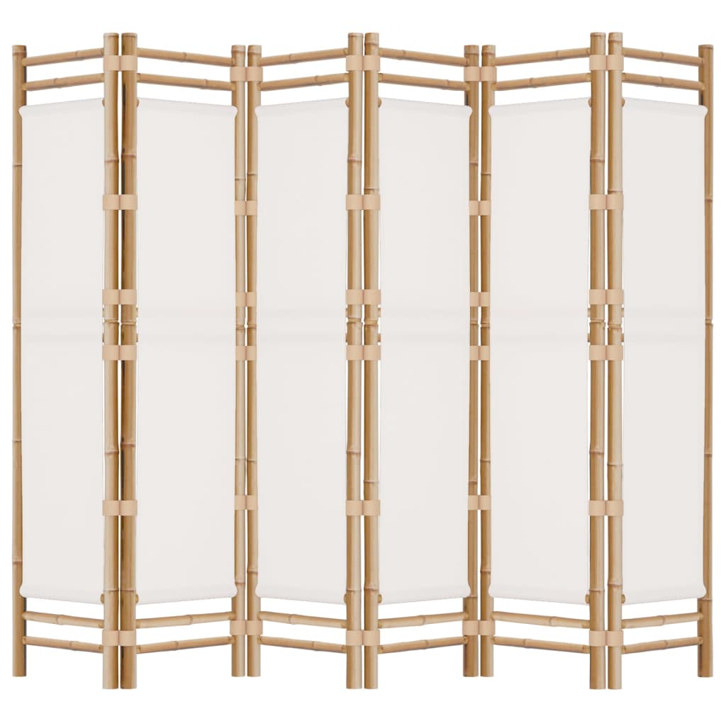 vidaXL Room Divider Foldable 6 Panel Room Divider Screen Bamboo and Canvas-12