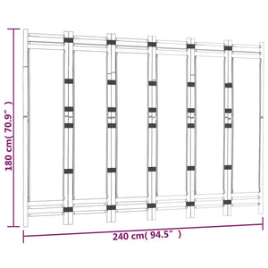 vidaXL Room Divider Foldable 6 Panel Room Divider Screen Bamboo and Canvas-33