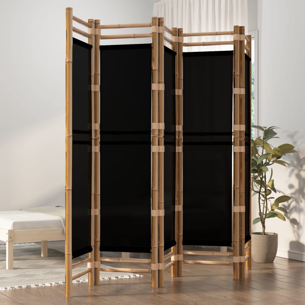 vidaXL Room Divider Foldable 6 Panel Room Divider Screen Bamboo and Canvas-27