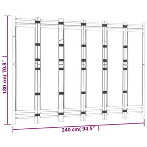 vidaXL Room Divider Foldable 6 Panel Room Divider Screen Bamboo and Canvas-20