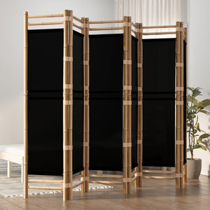 vidaXL Room Divider Foldable 6 Panel Room Divider Screen Bamboo and Canvas-46