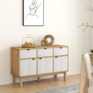 vidaXL Cabinet Storage Console Sideboard for Living Room OTTA Solid Wood Pine-12