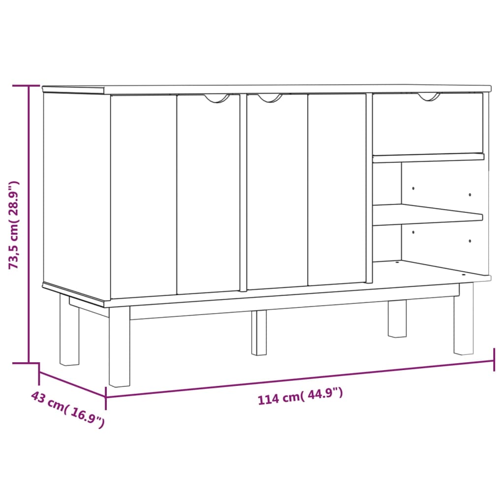 vidaXL Cabinet Storage Sideboard Cupboard with Doors OTTA Solid Wood Pine-1
