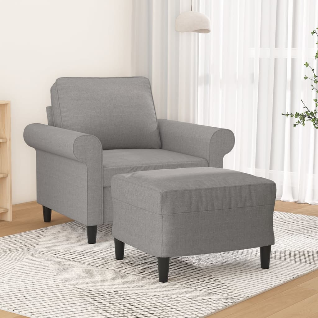 vidaXL Sofa Chair with Footstool Living Room Accent Upholstered Chair Fabric-10