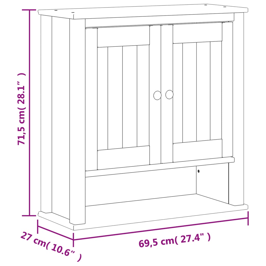 vidaXL Bathroom Wall Cabinet Storage Medicine Cabinet BERG Solid Wood Pine-3