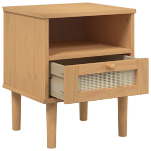 vidaXL Bedside Cabinet Furniture for Bedroom SENJA Rattan Look Solid Wood Pine-11