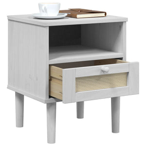 vidaXL Bedside Cabinet Furniture for Bedroom SENJA Rattan Look Solid Wood Pine-1