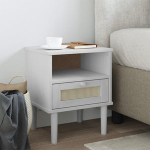 vidaXL Bedside Cabinet Furniture for Bedroom SENJA Rattan Look Solid Wood Pine-23